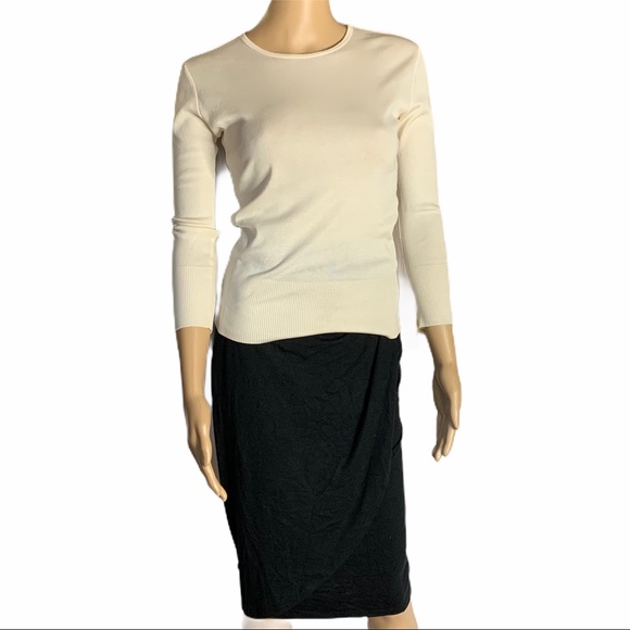 Bar III Draped Faux Wrap Deep Black Pencil Skirt - Picture 2 of 13